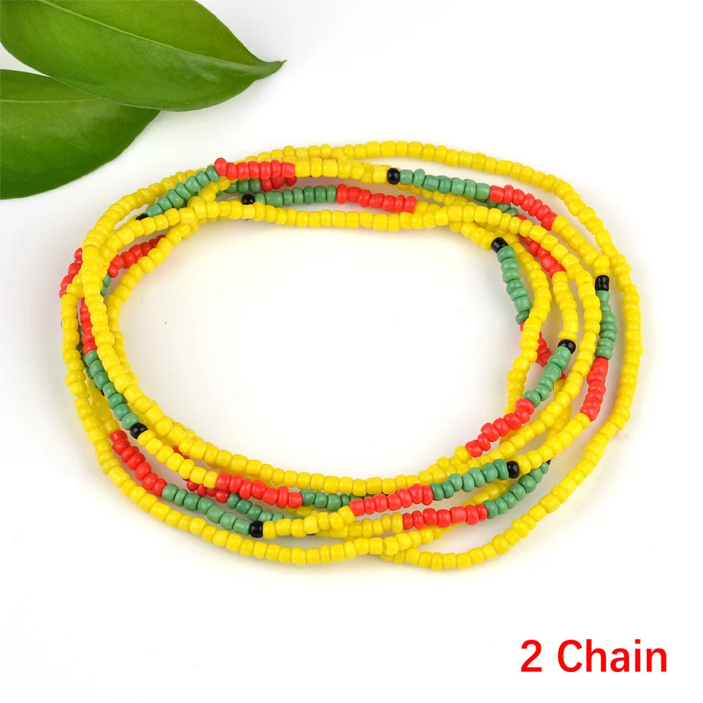 2022 Bohemia Double Layer Beads Belt Body Chain Women Summer Sexy Bikini Beach Waist Chain Charms Vintage Dress Waistband Belts