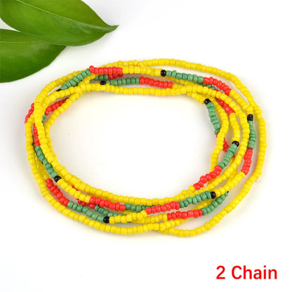 2022 Bohemia Double Layer Beads Belt Body Chain Women Summer Sexy Bikini Beach Waist Chain Charms Vintage Dress Waistband Belts