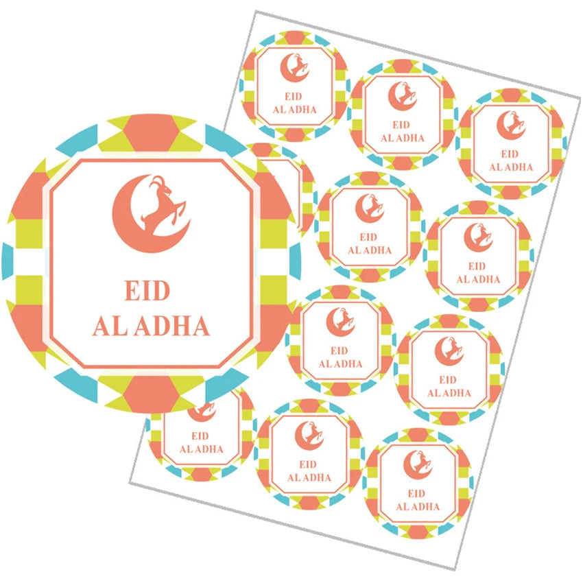 4cm Eid Al Adha Decoration Paper Sticker Seal Label Gift Decor Islamic Muslim Ramadan Decoration for Home Eid Mubarak Supplies