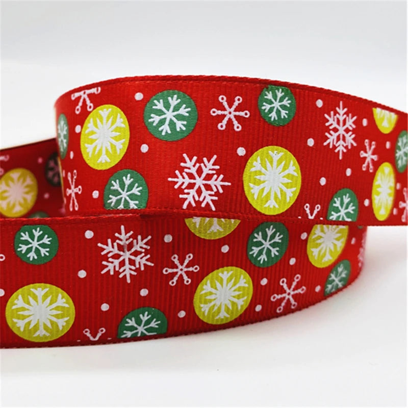 5yards/Lot 25MM Christmas Ribbon Printing Christmas Peripheral Ribbon for Bow Christmas Decoration DIY Gift Wrapping