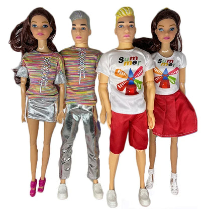 30cm Couple Doll Girlfriend & Boyfriend Ken Doll 1/6 Doll With Wheat Complexion Body Couple Outfit Parents Cosplay Toys Gifts