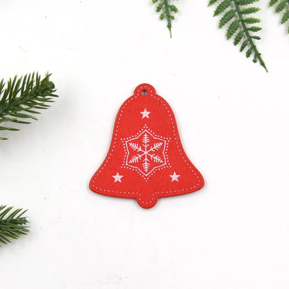 12pcs/Lot DIY White&Red Christmas Printed Wooden Pendants Ornaments for Kids Christmas Gifts Xmas Tree Ornaments Decorations
