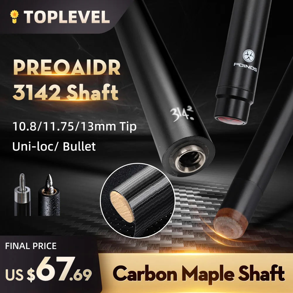 PREOAIDR 3142 POINOS Carbon Maple Single Shaft Billiard Pool Cue Stick Shaft 10.8/11.75/13mm Tip Uni-Loc Joint Bullet Shaft