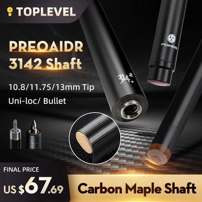 PREOAIDR 3142 POINOS Carbon Maple Single Shaft Billiard Pool Cue Stick Shaft 10.8/11.75/13mm Tip Uni-Loc Joint Bullet Shaft