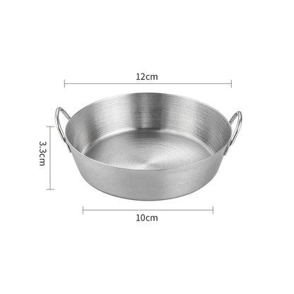 Korean Thicken 304 Stainless Steel Snack Plate With Double Handle Multifunctional Sauce Bowl Fruit Plate Kitchen Tableware Tools