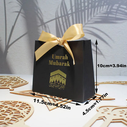 Umrah Ramadan Kareem Gift Boxes Black EID Mubarak Candy Package for Home Decoration Muslim Islamic Festival Party Supplies 2024