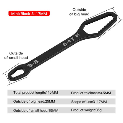 8-22mm Universal Torx Wrench Self-Tightening Adjustable Glasses Wrench Board Double-Head Torx Spanner Hand Tools for Factory