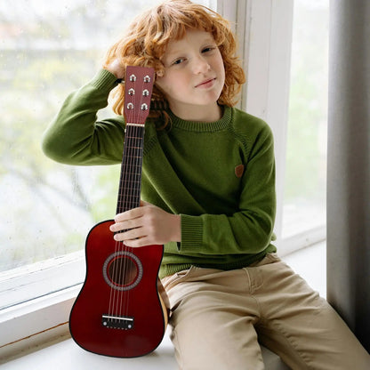 23 Inch Folk Acoustic Guitar Basswood Ukulele 6 Strings Kids Beginners Music Instrument Child Small Guitar Playing Learning Toy