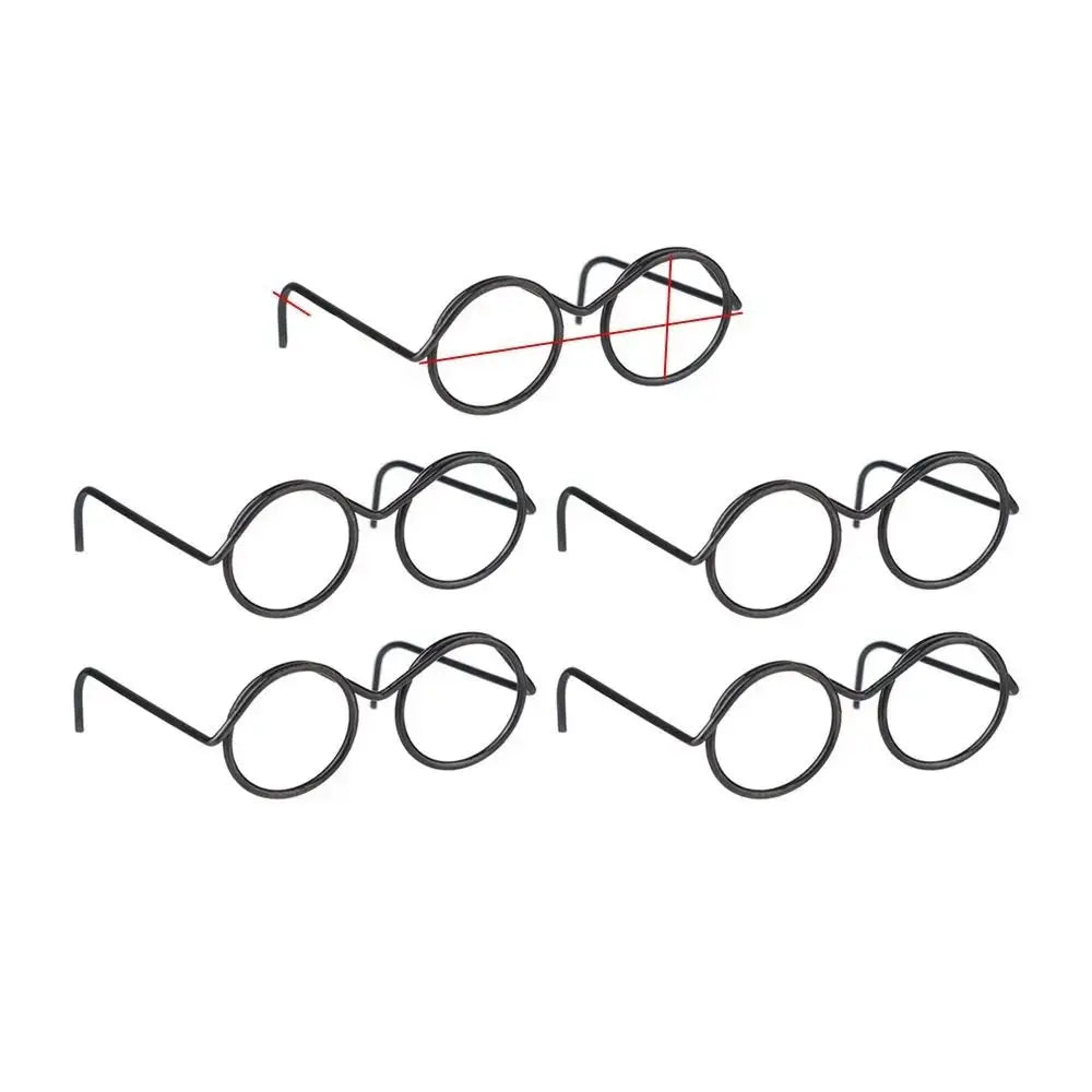 5PCS Retro Metal Round Doll Glasses Frame Lensless Miniature Eyewear Great Collection Cool Eyeglasses for Blythe Doll Accessorie