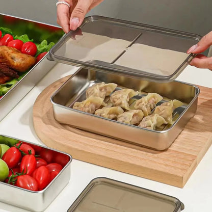 Stainless Steel Refrigerator Meat Storage Box Food Storage Containers With Lid Refrigerator Organizer Container Kitchen Storage