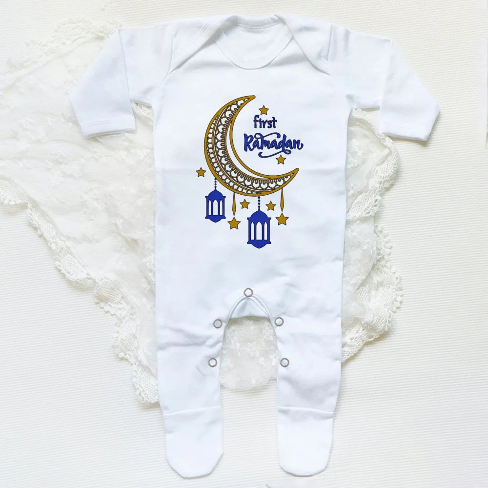 My First Eid Ramadan Baby Babygrow Sleepsuit Vest Bodysuit Infant Long Sleeve Romper Ramadan Islamic Muslim Keepsake Baby Outfit