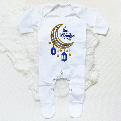 My First Eid Ramadan Baby Babygrow Sleepsuit Vest Bodysuit Infant Long Sleeve Romper Ramadan Islamic Muslim Keepsake Baby Outfit