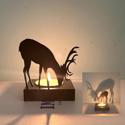 Christmas Iron Art Elk Candlestick Elk Christmas Tree Tea Candlestick Table Lamp Holder Decoration Christmas Home Decoration