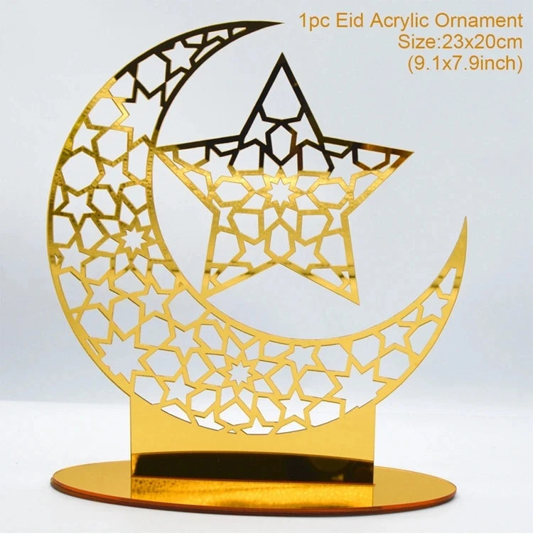 Ramadan Tray Table Centerpieces Plate Acrylic Ramadans Eid Mubarak Decorations for Home 2024 Islam Muslim Festival Party Gifts