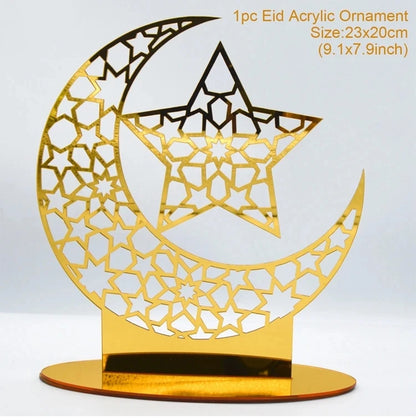 Ramadan Tray Table Centerpieces Plate Acrylic Ramadans Eid Mubarak Decorations for Home 2024 Islam Muslim Festival Party Gifts