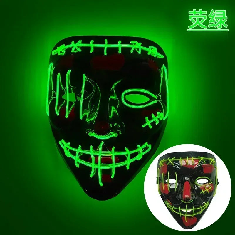 Wireless Halloween Neon LED Purge Mask Masque Masquerade Party Masks Light Grow in the Dark Horror Mask Glowing Masker