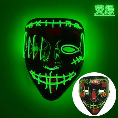 Wireless Halloween Neon LED Purge Mask Masque Masquerade Party Masks Light Grow in the Dark Horror Mask Glowing Masker