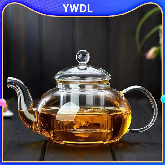 YWDL 400/600/1000ml Clear Glass Teapot With Removable Infuser Stovetop Safe Loose Leaf and Blooming Teapot Heat-Resistant