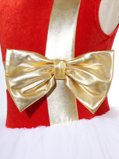 Girls Christmas Dance Dress Sleeveless Ballet Skating Gymnastics Leotard Tutu Xmas Carnival Party Cosplay Performance Costume