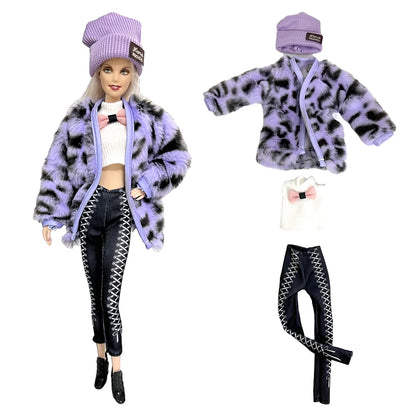 1 Pcs Fashion Hoodie Dress  for Barbie Doll Clothes Winter Jacket  Parka Coat Outfit for 1/6 BJD Doll Accessories JJ