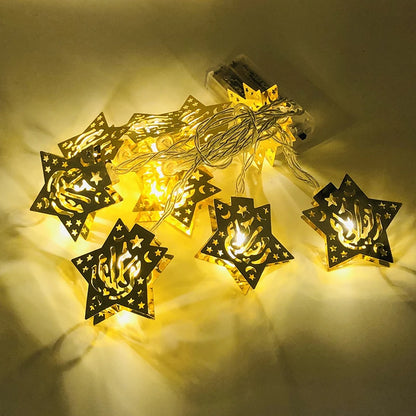 Moon Star Led String Lights EID Mubarak Ramadan Kareem Decoration for Home Islam Muslim Event Party Supplies Eid Al-Fitr Decor