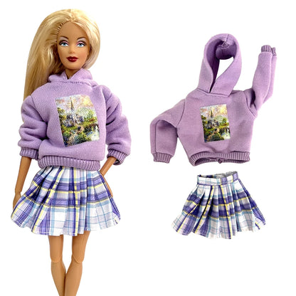 1 Pcs Fashion Hoodie Dress  for Barbie Doll Clothes Winter Jacket  Parka Coat Outfit for 1/6 BJD Doll Accessories JJ