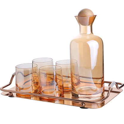 JINYOUJIA-Nordic Glass Carafe Water Pitcher With Wood Lid, Kettle, Drinking Cup, Tea Pot, Juice Jug, Household Drinkware