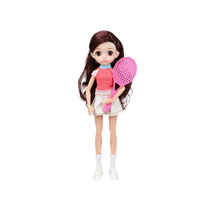 Slim 26cm Bjd Doll for Girl 13 Movable Joints Fashion Princess Clothes Suit Accessories Blue Eyes Decoration Eyelash Solid Doll