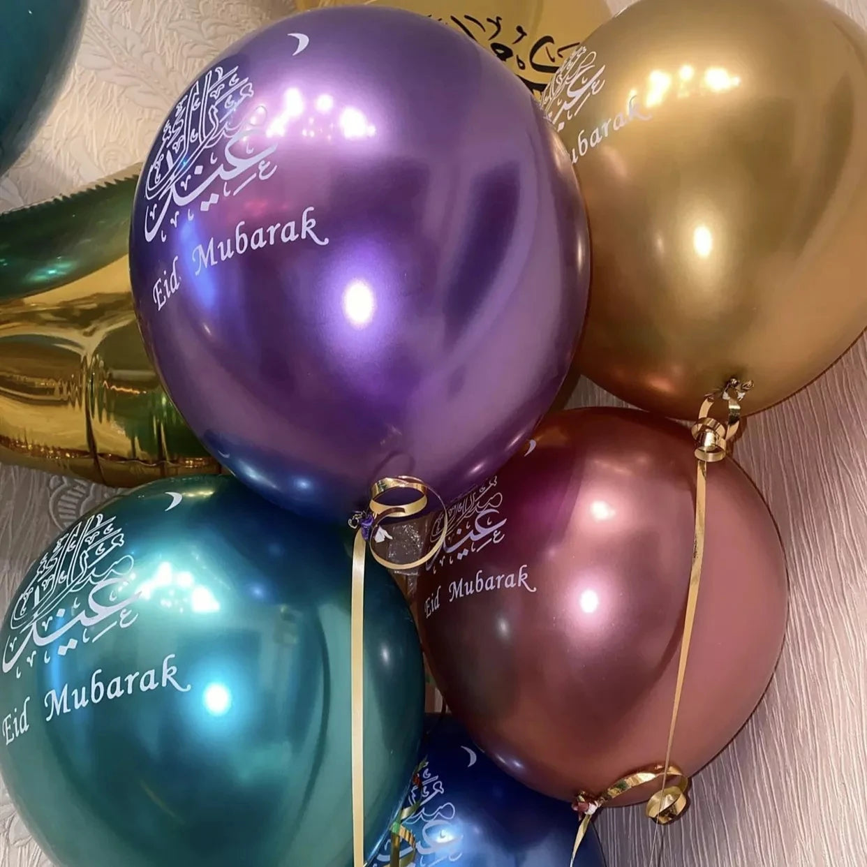 10pcs Eid Mubarak Metal Latex Balloon Ramadan Kareem Decoration Air Globos Ramadan Mubarak Muslim Islamic Festival Party Decor