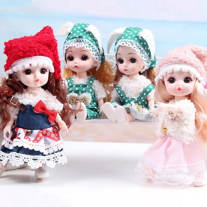 17cm Mini Bjd Doll for Girls 3 to 12 Year Old Wedding Dolls 1/12 With Hair and Clothes Full Set Christmas Gifts Toys for Kids