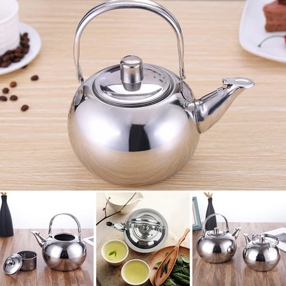 1l/1.5l/2l Stainless Steel Material Teapot With Infuser Filter, Coffee Kettle, Tea Jug, Home Office Tools 1PC