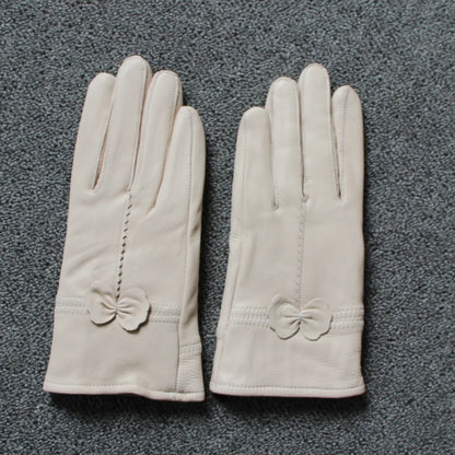 2020 Women's Genuine Leather Gloves Red Sheepskin Gloves Autumn and Winter Fashion Female Windproof Gloves