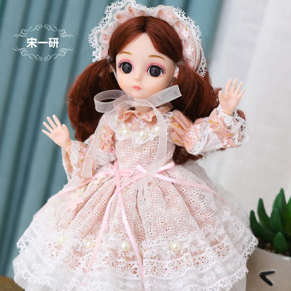 New 30cm BJD Doll Toy for Girls Children Retro Classic Wedding Dress Lolita Noble Rabbit Girl Holiday Birthday Gift Long Hair