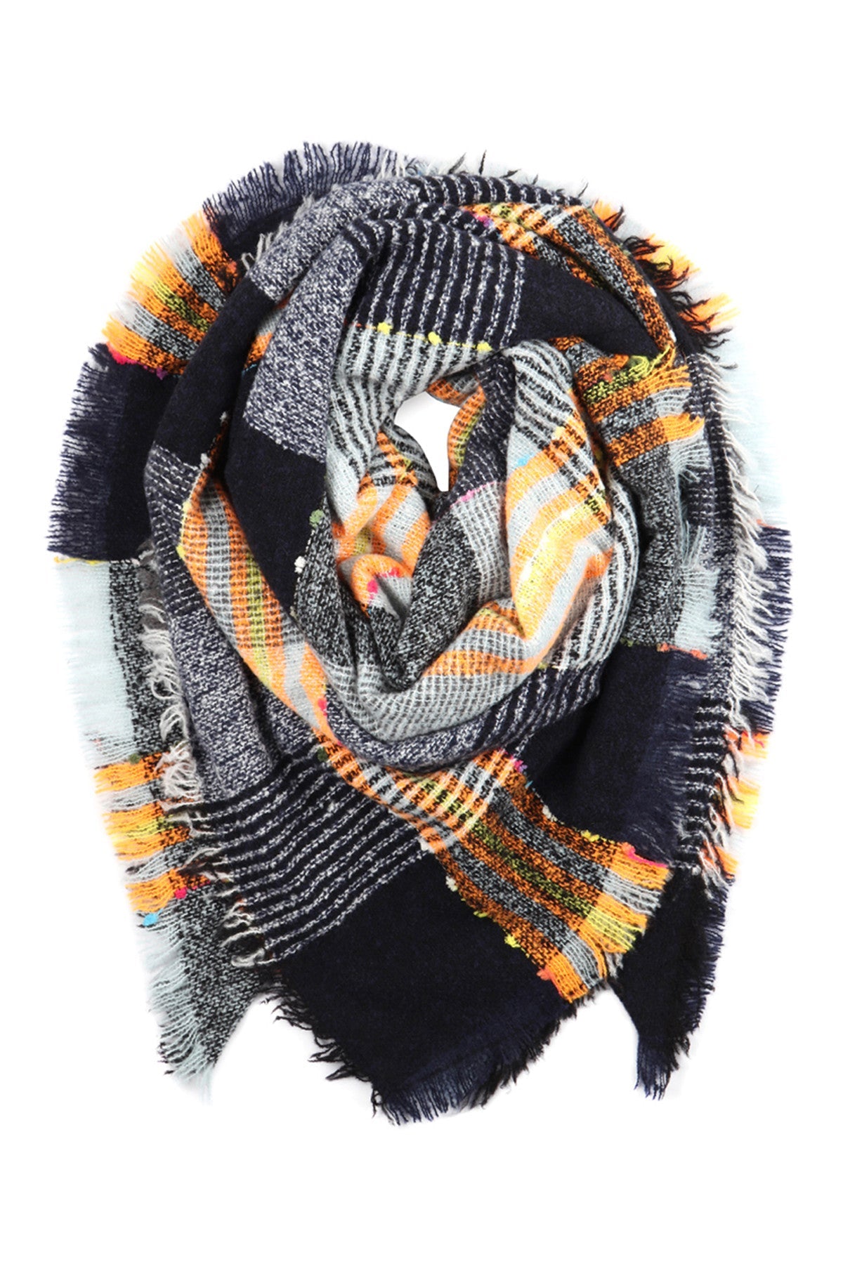 Multi Color Blanket Fringed Scarf