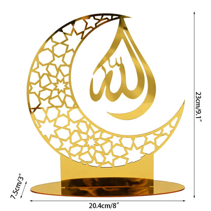 Hollow Out Ramadan Moon Acrylic Table Ornament Eid Mubarak DIY Decoration for Home Kareem Eid Gift Islamic Muslim Party Supplies