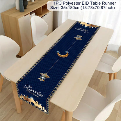 EID Mubarak Table Runner Ramadan Decorations 2024 for Home Tablecloth Ramadan Kareem Eid Al Adha Islamic Muslim Party Decoration