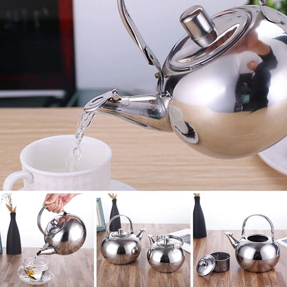 1l/1.5l/2l Stainless Steel Material Teapot With Infuser Filter, Coffee Kettle, Tea Jug, Home Office Tools 1PC