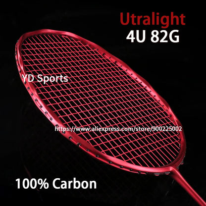 Professional Super Light Full Carbon Fiber Badminton Racket Strung Max 30LBS 4U Rackets With String Bag Racquet Sports Padel