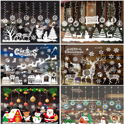 Christmas Wall Window Stickers Marry Christmas Decoration for Home 2024 Christmas Ornaments Xmas Navidad Gift New Year 2025