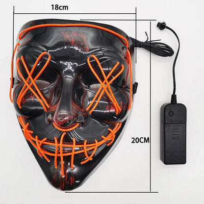 Light Up Mask LED Mask Scary Halloween Mask Glow Neon Festival Mask Costume Mask With Lighting Modes El Wire for Men Women Kids