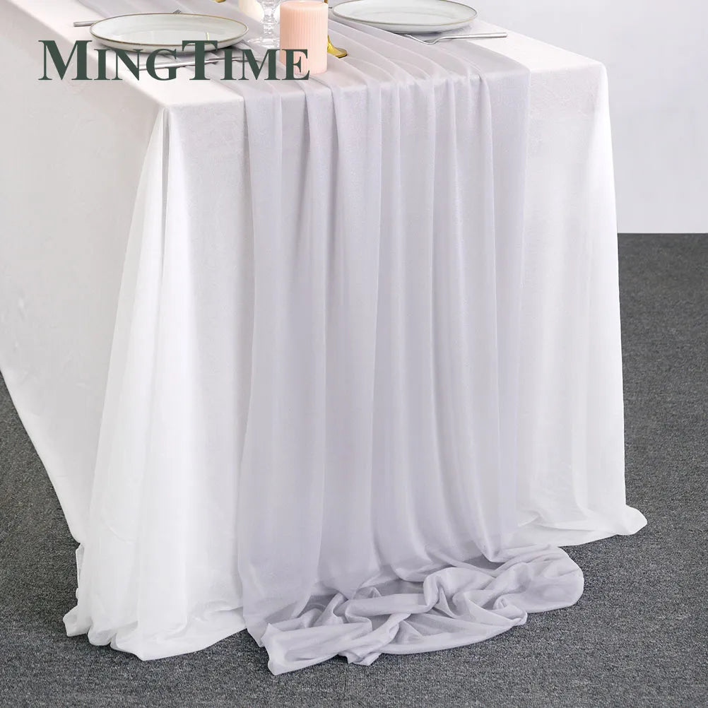 Sheer Chiffon Luxury Solid Colorful Table Runner Blue Rustic Boho Wedding Party Bridal Shower Birthday Home Christmas Decoration