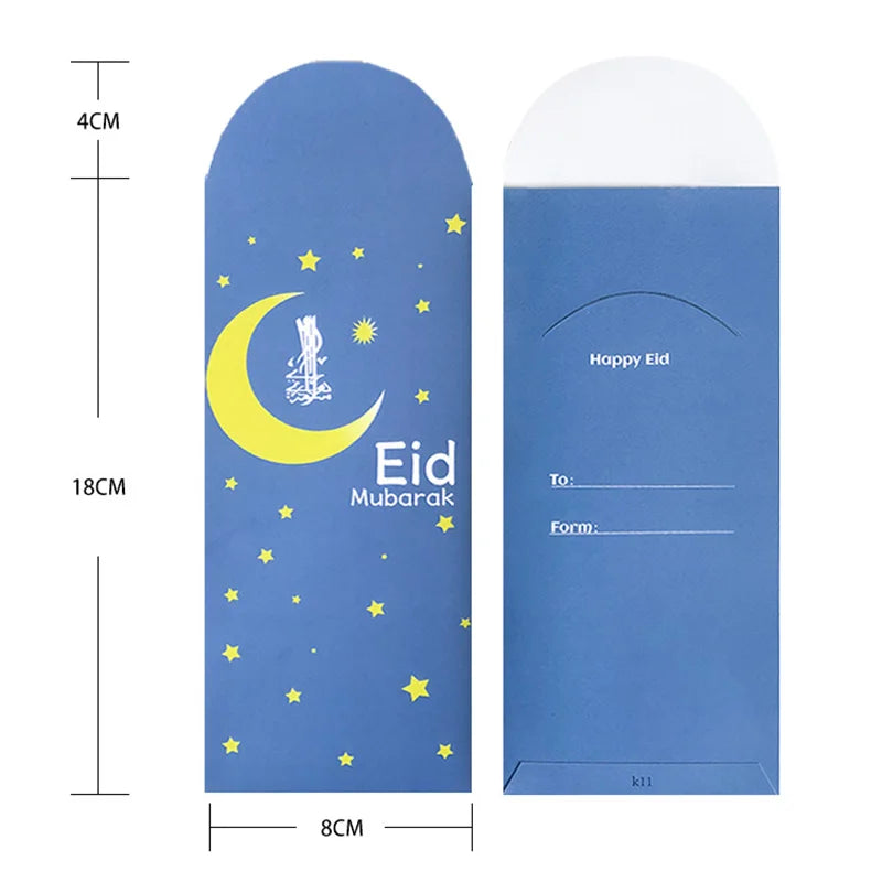 6pcs Eid Mubarak Envelopes Money Gift Bag Card Holder Ramadan Decoration 2023 Islamic Muslim Eid Al-Fitr Invitation Supplies