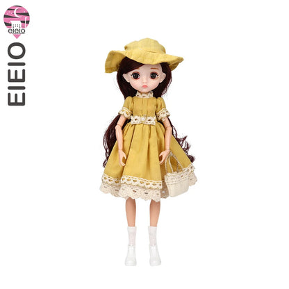 Slim 26cm Bjd Doll for Girl 13 Movable Joints Fashion Princess Clothes Suit Accessories Blue Eyes Decoration Eyelash Solid Doll