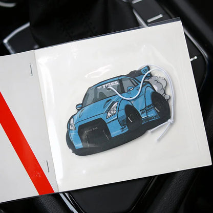 JDM Style Car Rear View Mirrow Pendent Air Freshener Solid Paper Piston Brake Wheel Rim Shock Absorber