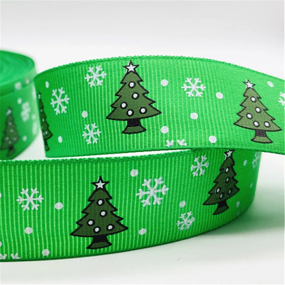 5yards/Lot 25MM Christmas Ribbon Printing Christmas Peripheral Ribbon for Bow Christmas Decoration DIY Gift Wrapping
