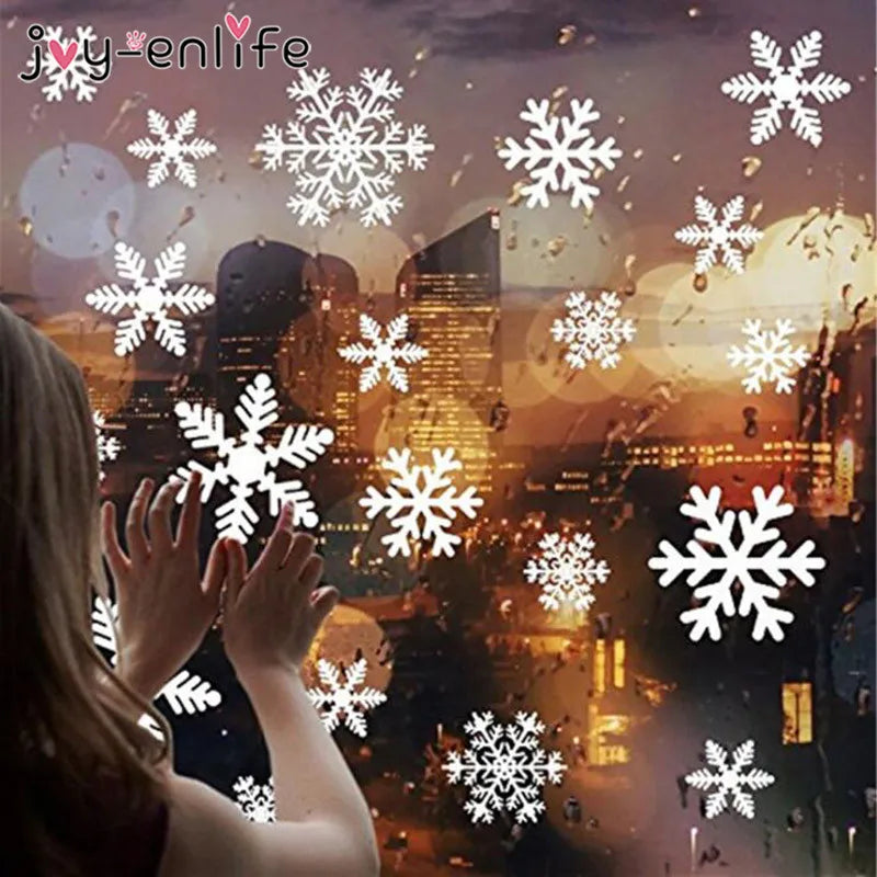 27pcs White Snowflake Window Decals Stickers Christmas New Year Winter Room Wall Stickers Merry Christmas Decorations for Home