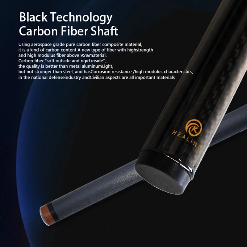 3-Pc Carbon Fiber Cue Stick Break Jump Carbon Pool Cue Stick 3K Black Technology Bakelite 13.8mm 1247mm/48in 20oz Billiard Stick