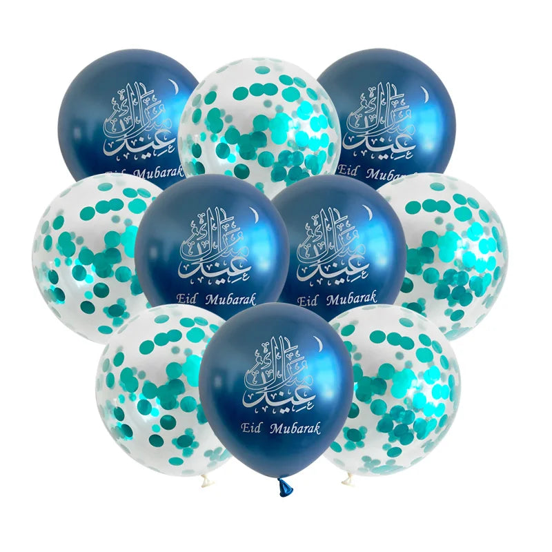10pcs Eid Mubarak Metal Latex Balloon Ramadan Kareem Decoration Air Globos Ramadan Mubarak Muslim Islamic Festival Party Decor