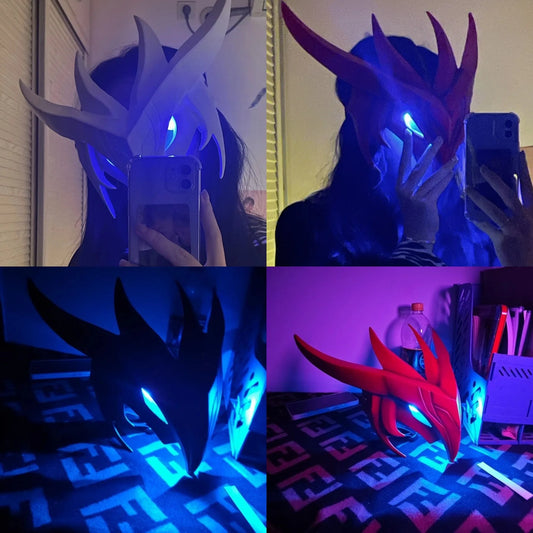 Game LOLS Heartsteel Yone Cosplay Props Mask Men Women Halloween Party Carnival Roleplay Accessories Resin Mask With LED Light