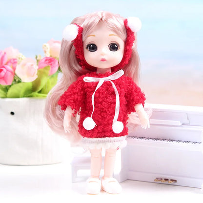 17cm Mini Bjd Doll for Girls 3 to 12 Year Old Wedding Dolls 1/12 With Hair and Clothes Full Set Christmas Gifts Toys for Kids